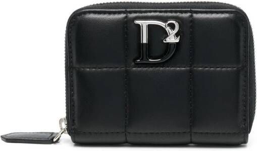 Dsquared2 logo-plaque zip-around wallet Zwart