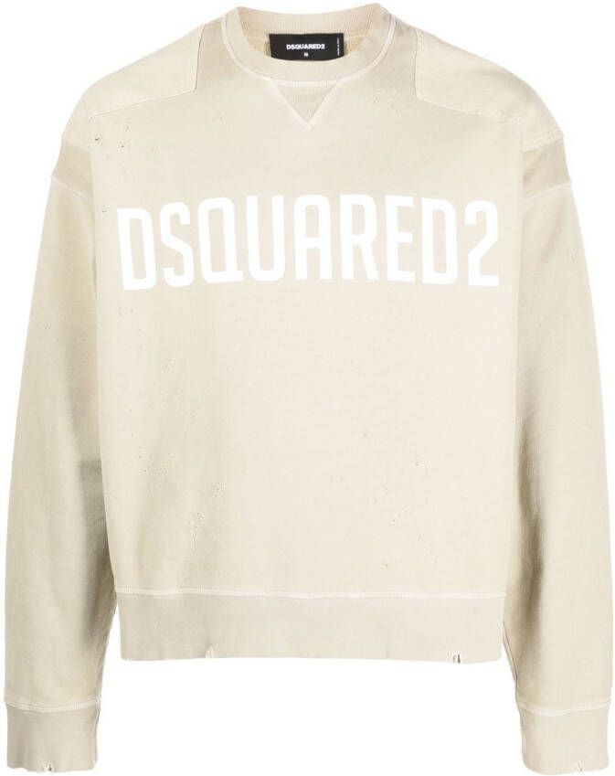 Dsquared2 logo-print crew neck sweatshirt Beige