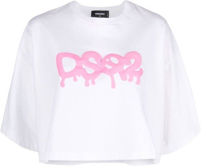 Dsquared2 logo-print cropped T-shirt Wit