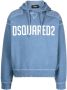 Dsquared2 logo-print distressed hoodie Blauw - Thumbnail 1