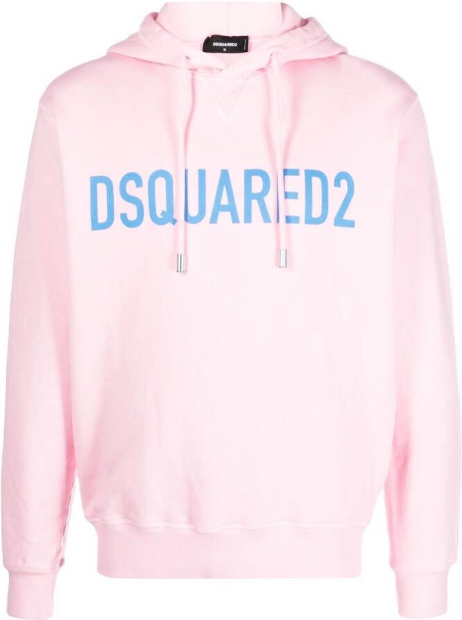 Dsquared2 logo-print drawstring hoodie Roze