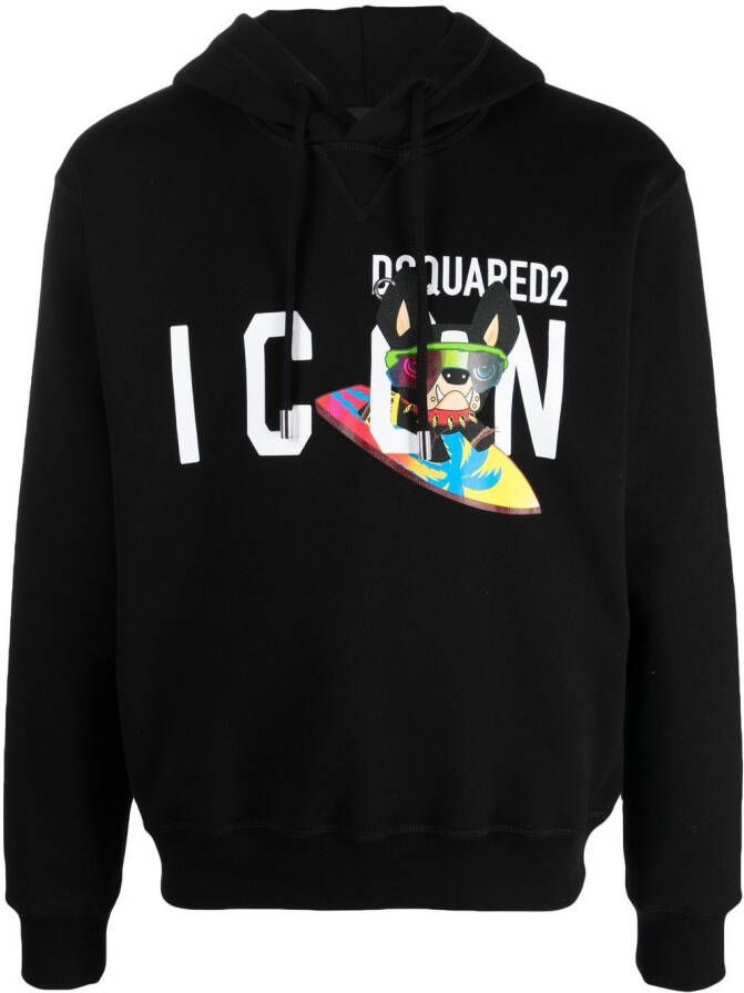 DSQUARED2 Hoodie met logoprint Zwart