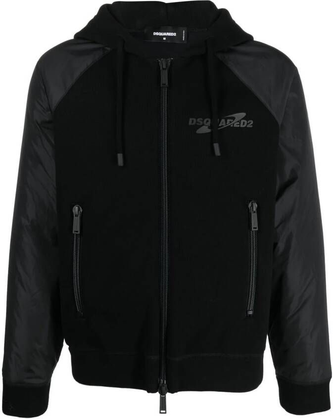 Dsquared2 logo-print hooded jacket Zwart