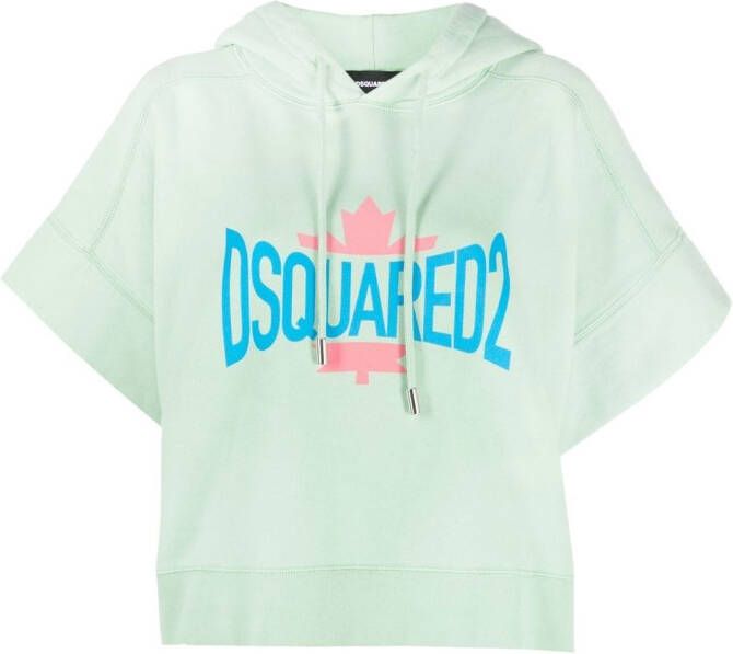 Dsquared2 logo-print short-sleeved hoodie Groen