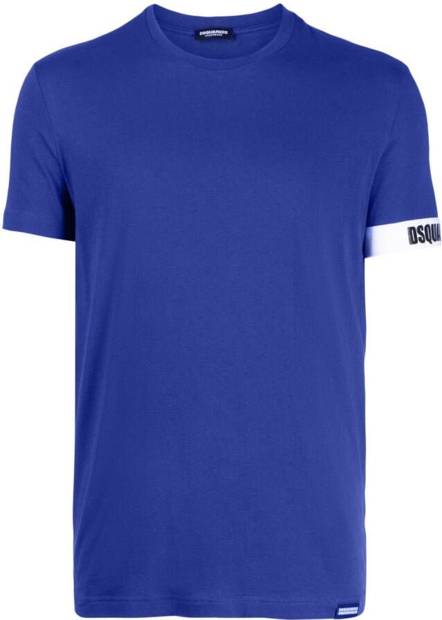 Dsquared2 T-shirt met logo afwerking Blauw