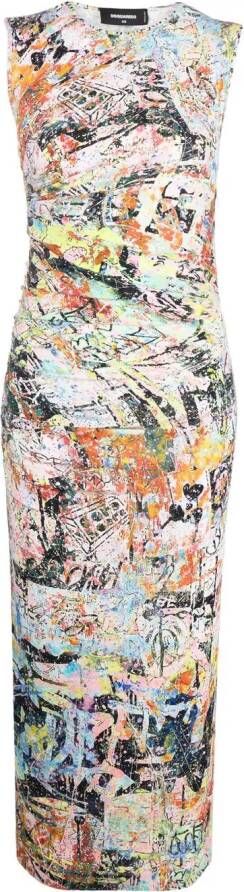 Dsquared2 Midi-jurk met abstracte print Wit