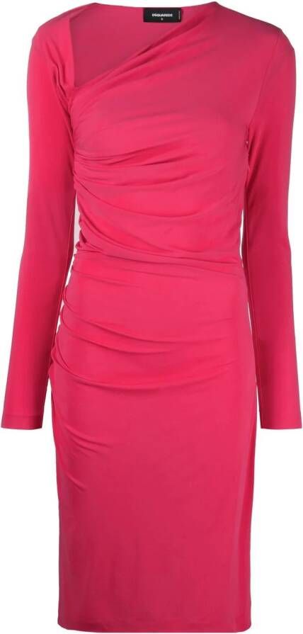 Dsquared2 Midi-jurk met ruches Roze