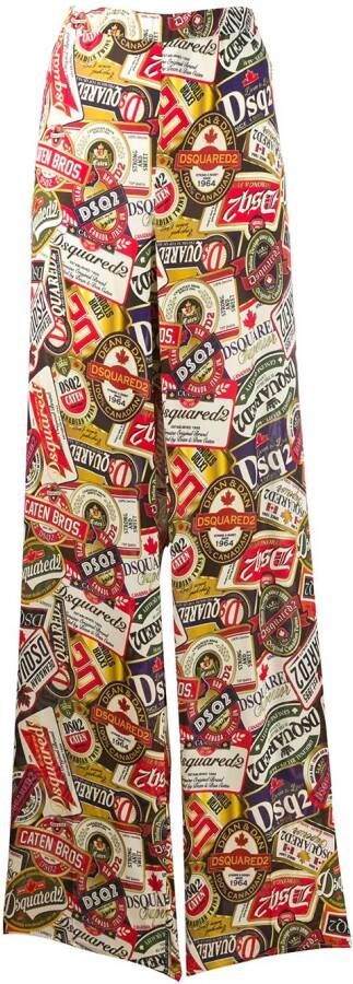 DSQUARED2 Palazzo broek met print Beige