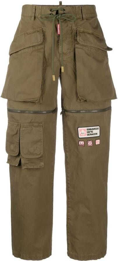 Dsquared2 patch-detail tapered cargo trousers Groen