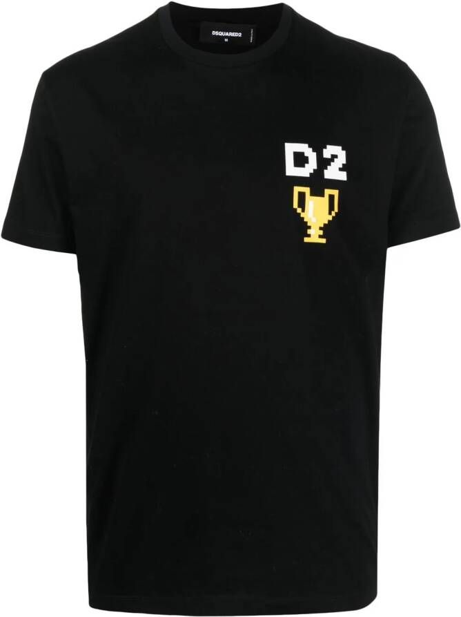 Dsquared2 pixel-print short-sleeve T-shirt Zwart