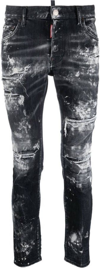 Dsquared2 ripped distressed skinny jeans Zwart