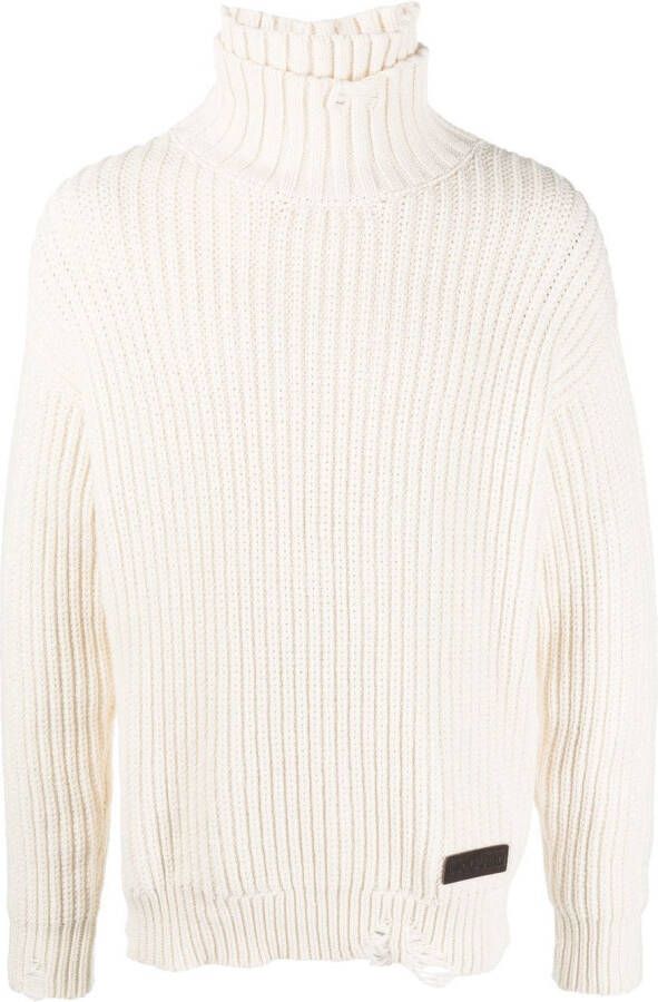 Dsquared2 ripped ribbed jumper Wit