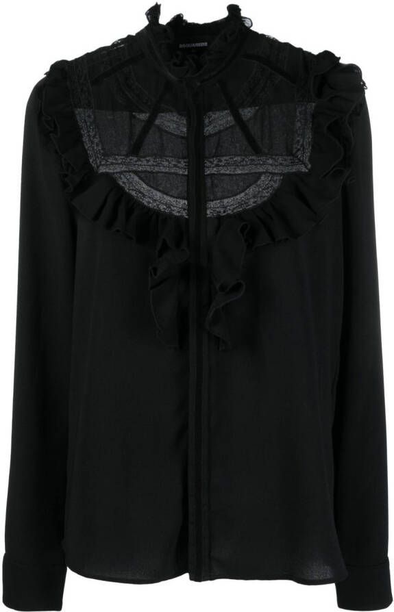 DSQUARED2 Blouse met ruches Zwart