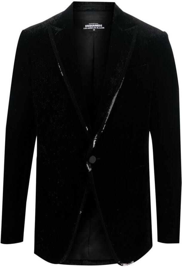 Dsquared2 sequined-trim velvet blazer Zwart