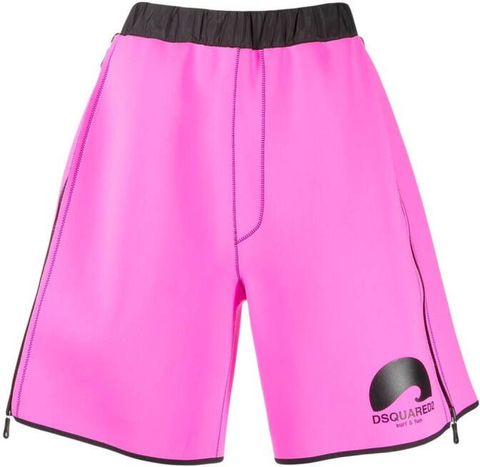 Dsquared2 Shorts met logoprint Roze
