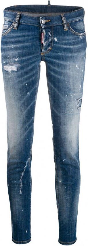 DSQUARED2 Skinny jeans met verfspatten Blauw