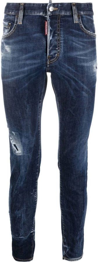 DSQUARED2 slim-fit distressed-effect jeans Blauw