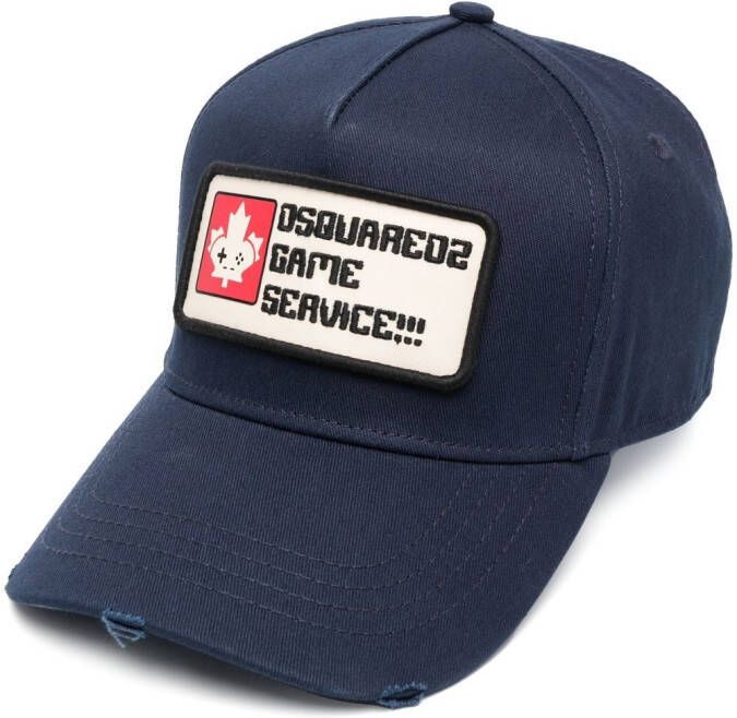 Dsquared2 slogan-patch distressed cap Blauw