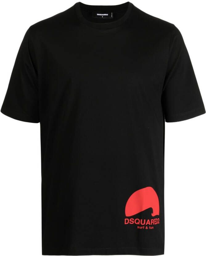 Dsquared2 T-shirt met tekst Zwart