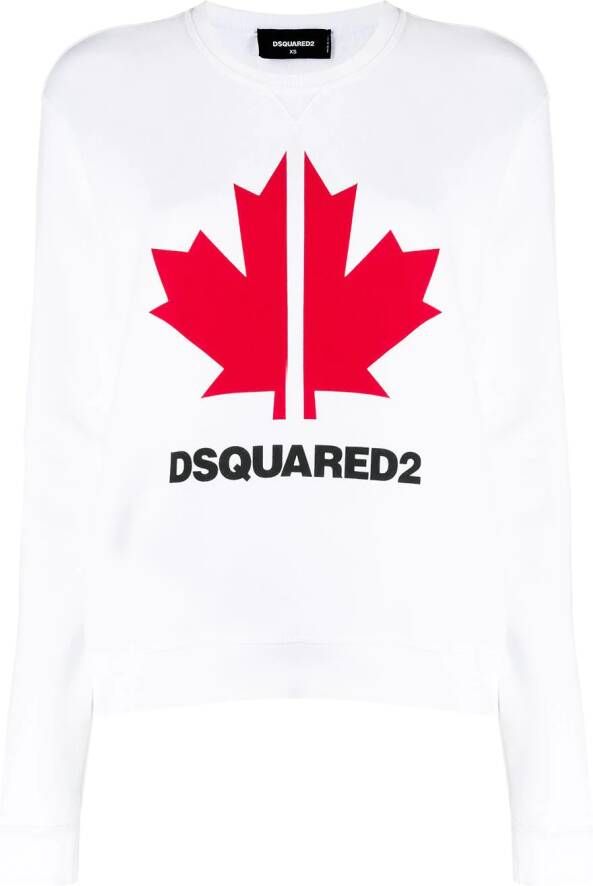 Dsquared2 Sweater met bladeren print Wit