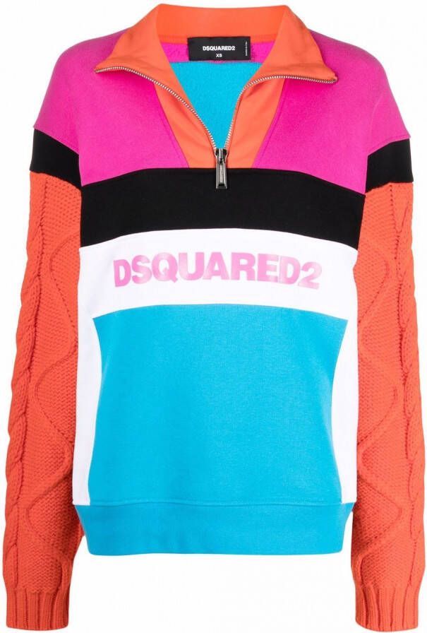 DSQUARED2 Sweater met colourblocking Roze