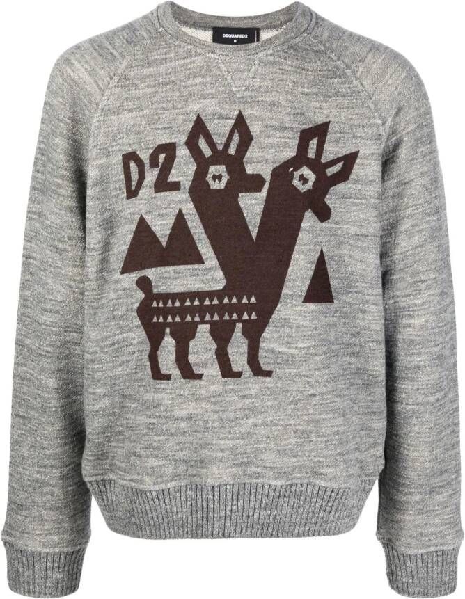 Dsquared2 Sweater met dierenprint Grijs