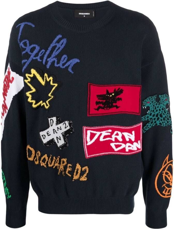 Dsquared2 Sweater met logopatch Blauw