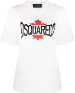 Dsquared2 T-shirt met bladerprint Wit