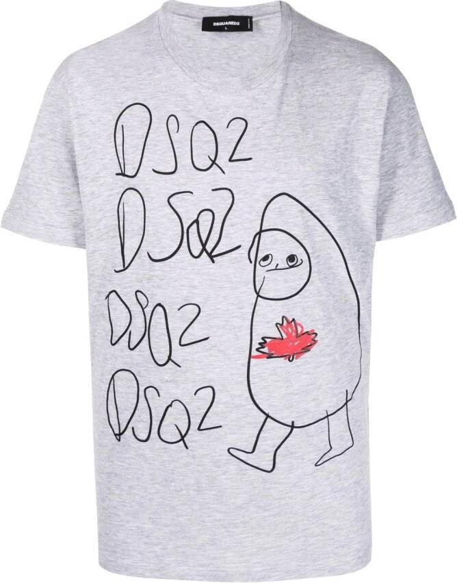 Dsquared2 T-shirt met grafische print Grijs