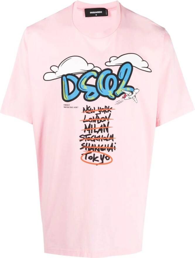 Dsquared2 T-shirt met grafische print Roze
