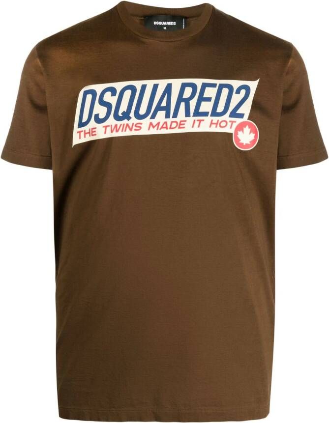 Dsquared2 T-shirt met logo Bruin