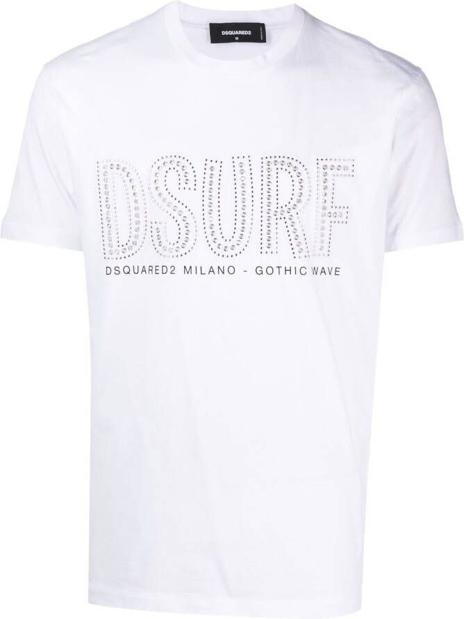 Dsquared2 T-shirt met logo van studs Wit