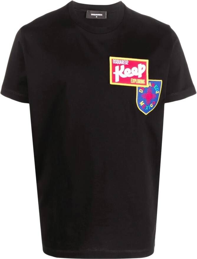 DSQUARED2 T-shirt met logopatch Zwart