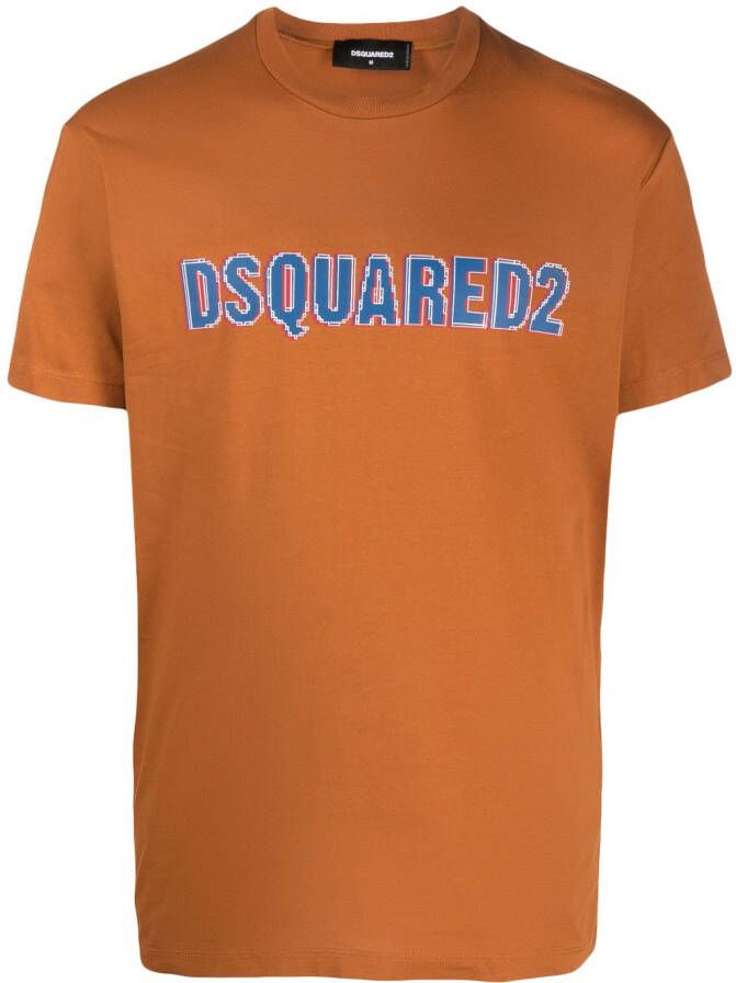 Dsquared2 T-shirt met logoprint Bruin