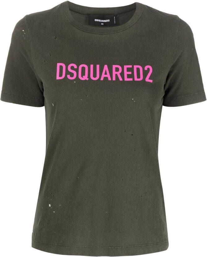 Dsquared2 T-shirt met logoprint Groen