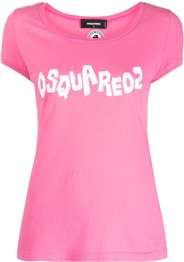 Dsquared2 T-shirt met logoprint Roze