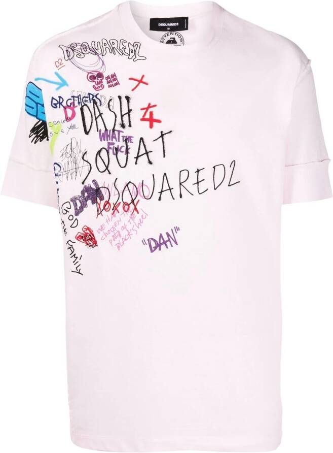 Dsquared2 T-shirt met logoprint Roze