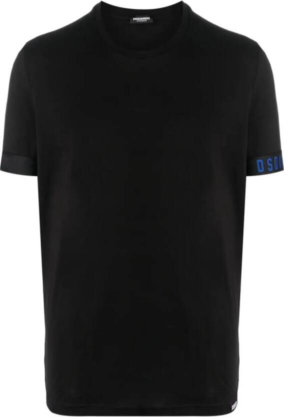 Dsquared2 Heren T-shirt van katoen en elastaan zwart met kenmerkende zoom Zwart Heren