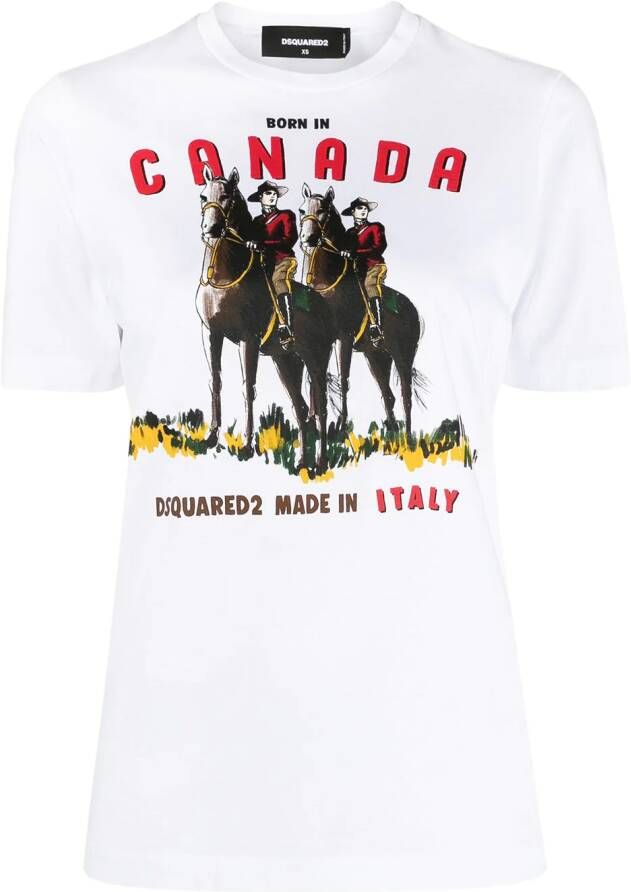 Dsquared2 T-shirt met print Wit