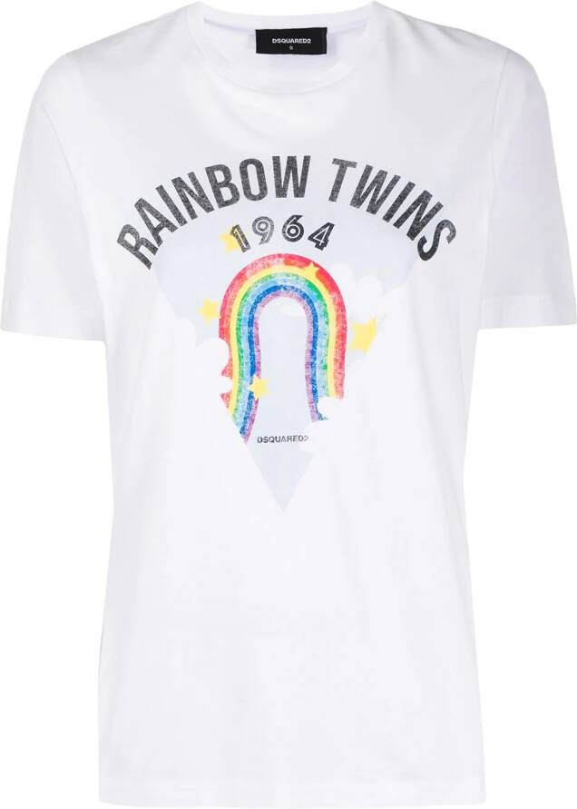DSQUARED2 T-shirt met regenboogprint Wit