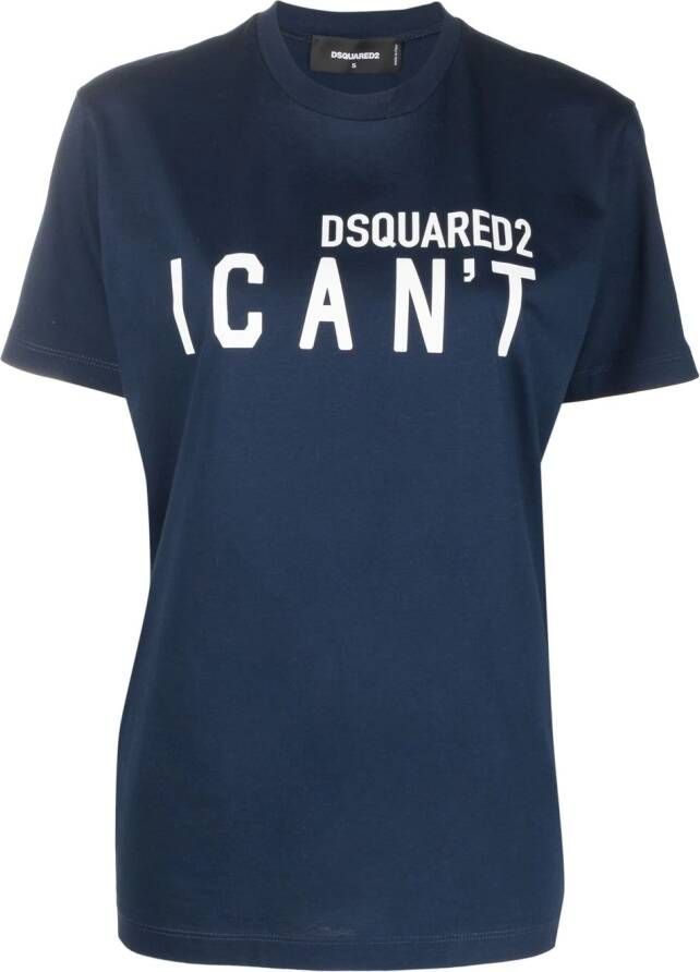 Dsquared2 T-shirt met tekst Blauw