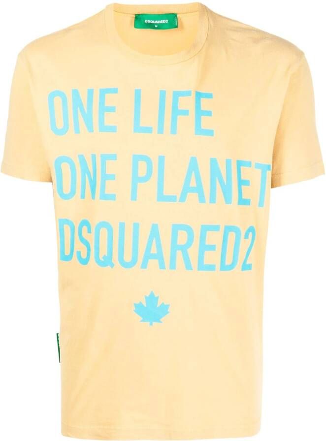 Dsquared2 T-shirt met tekst Geel