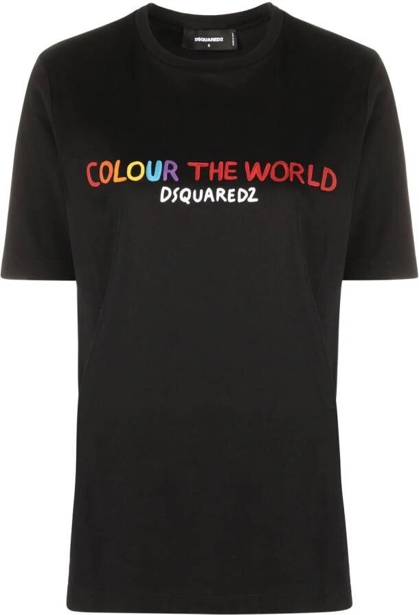 Dsquared2 T-shirt met tekst Zwart