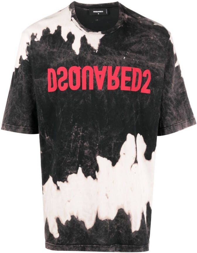 Dsquared2 T-shirt met tie-dye print Zwart