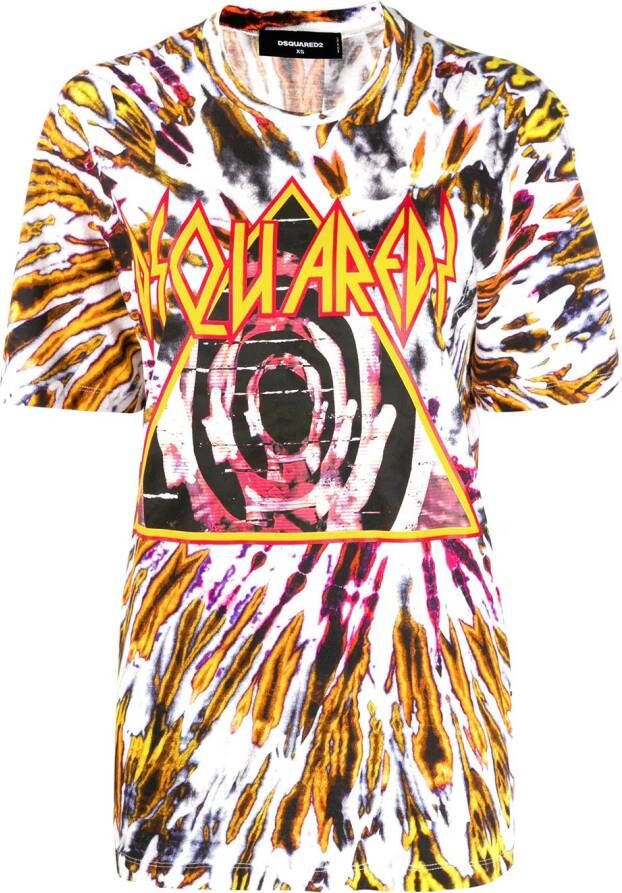 DSQUARED2 T-shirt met tie-dye print Zwart