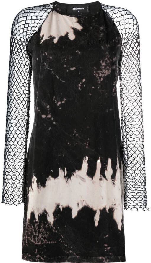 Dsquared2 Mini-jurk met tie-dye print Zwart