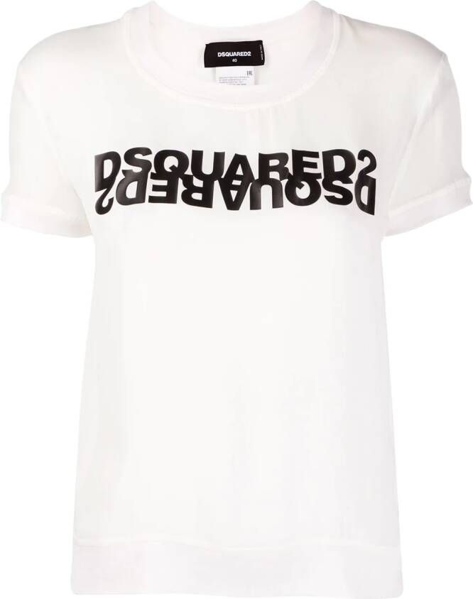 DSQUARED2 Top met spiegelend logo Wit