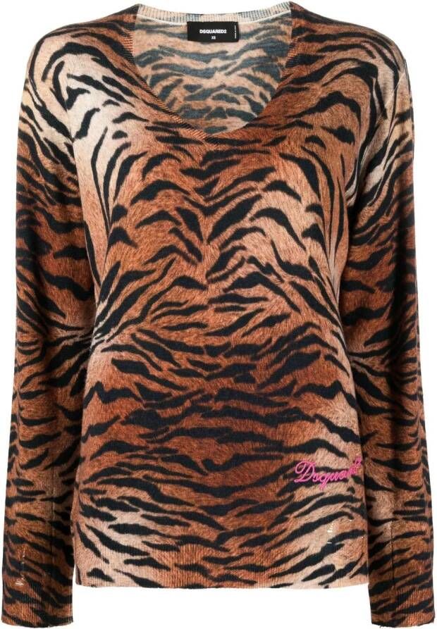 DSQUARED2 Trui met luipaardprint Bruin
