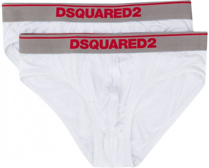 Dsquared2 Twee slips met logo tailleband Wit