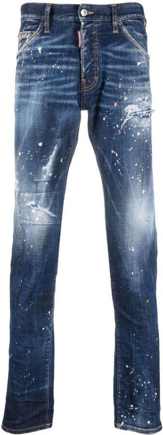 Dsquared2 Twimphony paint-splatter jeans Blauw